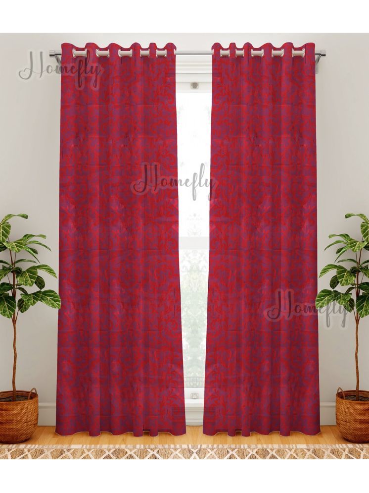     			HOMEFLY Nature Room Darkening Eyelet Curtain 5 ft ( Pack of 2 ) - Maroon