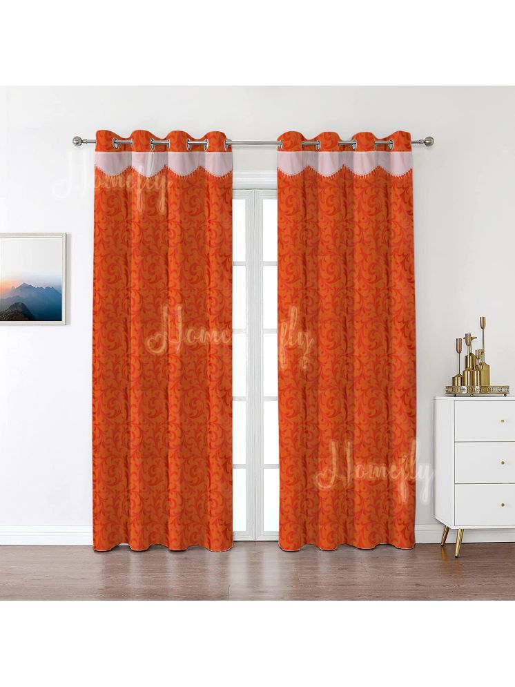     			HOMEFLY Nature Room Darkening Eyelet Curtain 5 ft ( Pack of 2 ) - Rust