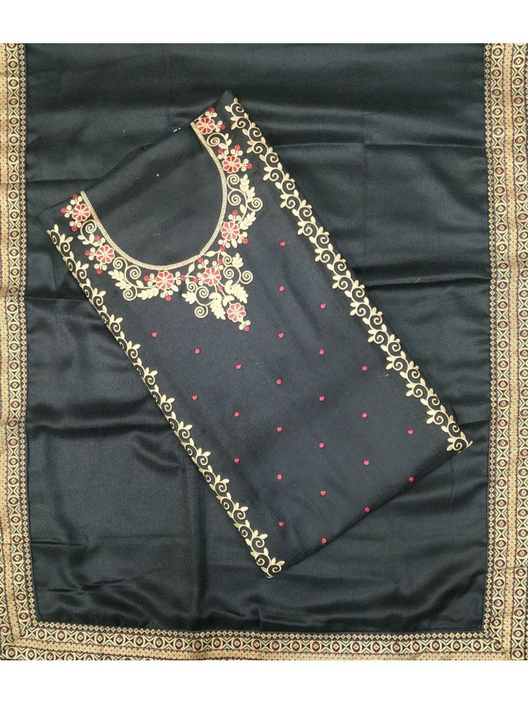     			KASHMIRI Unstitched Woollen Embroidered Dress Material - Black ( Pack of 1 )