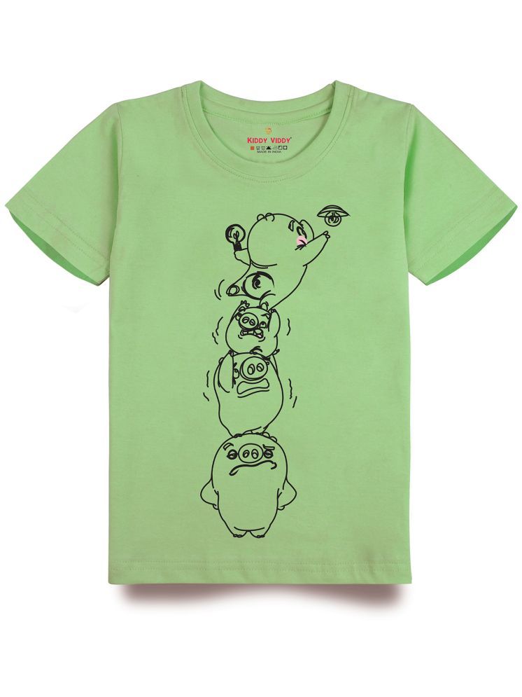     			KIDDY VIDDY Green Cotton Boy's T-Shirt ( Pack of 1 )