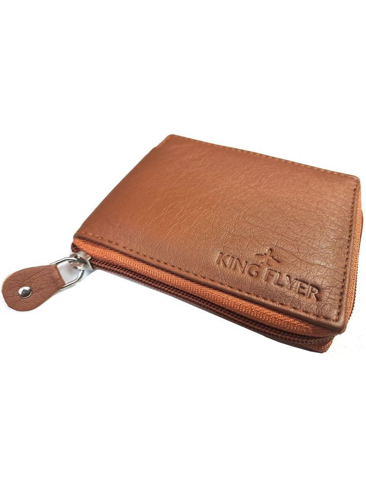     			KINGFLYER Brown PU Men's Zip Around Wallet ( Pack of 1 )