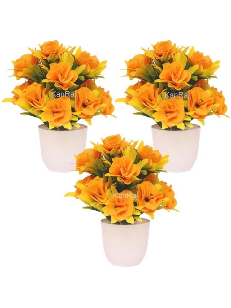     			KanRaj - Yellow Rose Artificial Flower ( Pack of 3 )