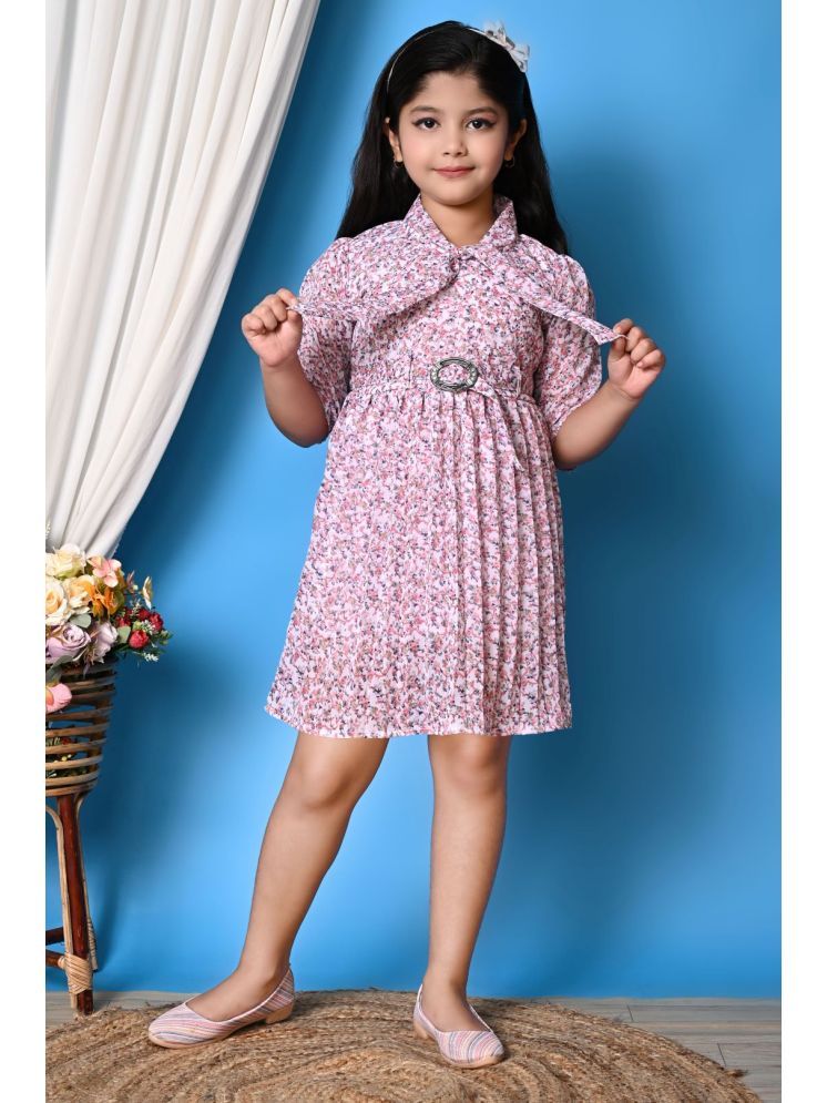     			New Collection Pink Georgette Girls Fit And Flare Dress ( Pack of 1 )