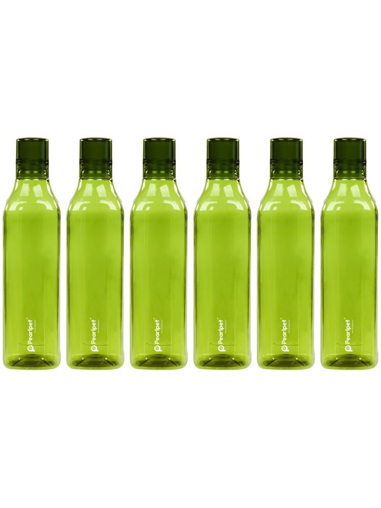     			PearlPet Cubic-1000ml Green Plastic Water Bottle 1000 mL ( Set of 6 )