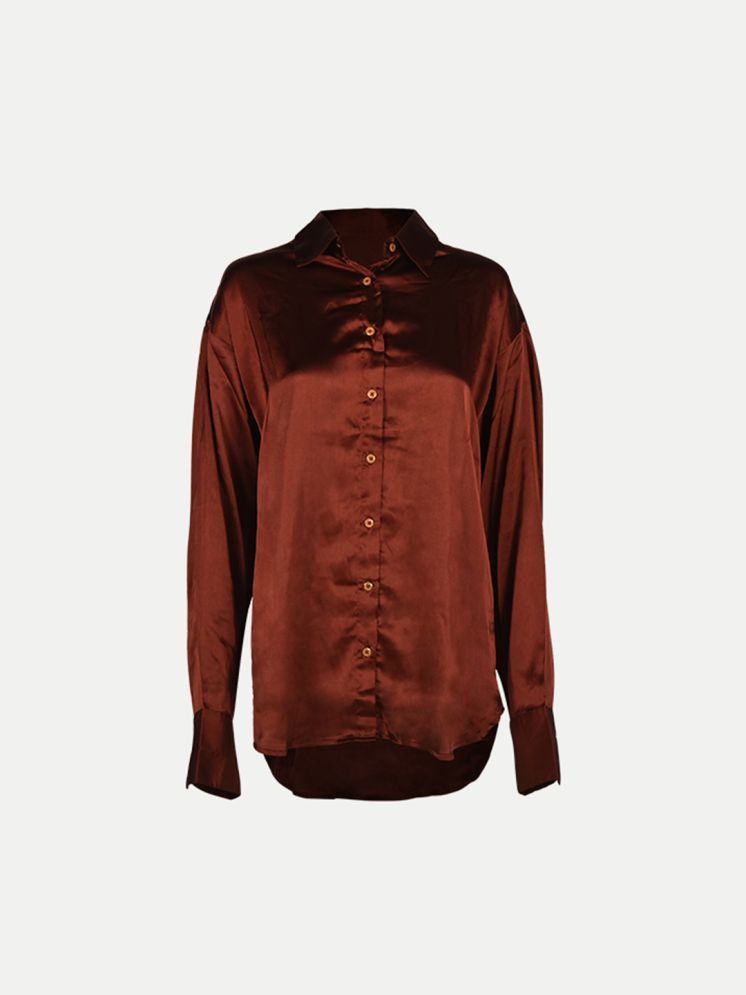     			Radprix Maroon Satin Women's Shirt Style Top ( Pack of 1 )