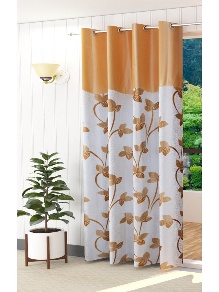     			SWIZIER Floral Semi-Transparent Eyelet Curtain 5 ft ( Pack of 1 ) - Gold