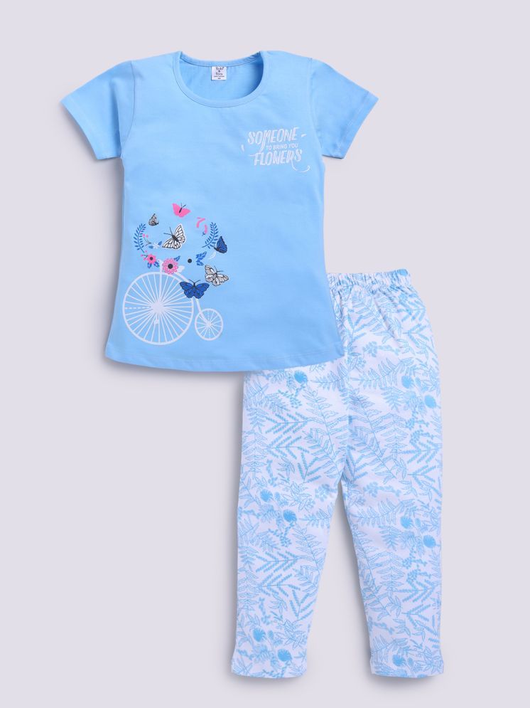     			Todd N Teen Pack of 1 Girls Cotton Top & Pyjama Set ( Blue )