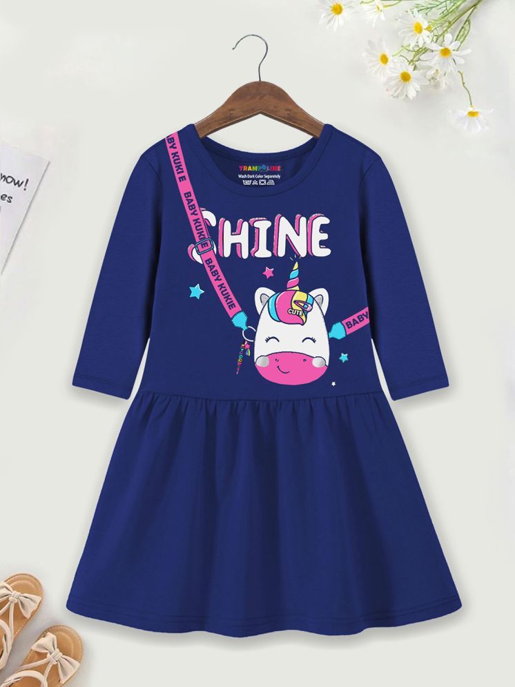     			Trampoline Blue Cotton Blend Girls Frock ( Pack of 1 )