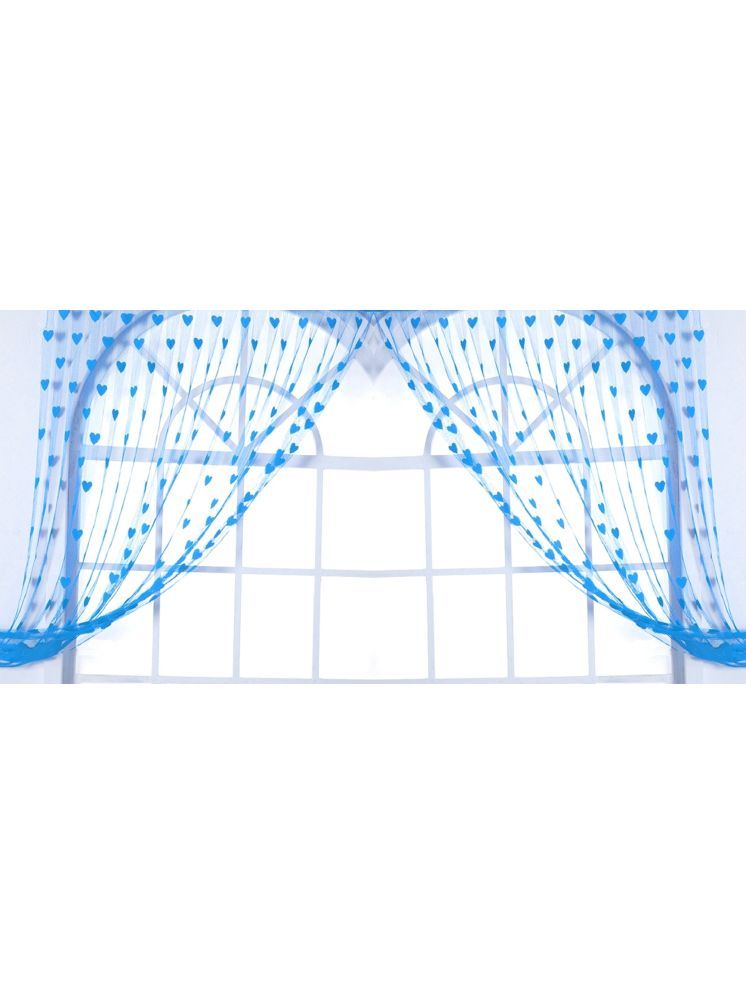     			gharsaaz Abstract Semi-Transparent Rod Pocket Curtain 6.5 ft ( Pack of 2 ) - Blue