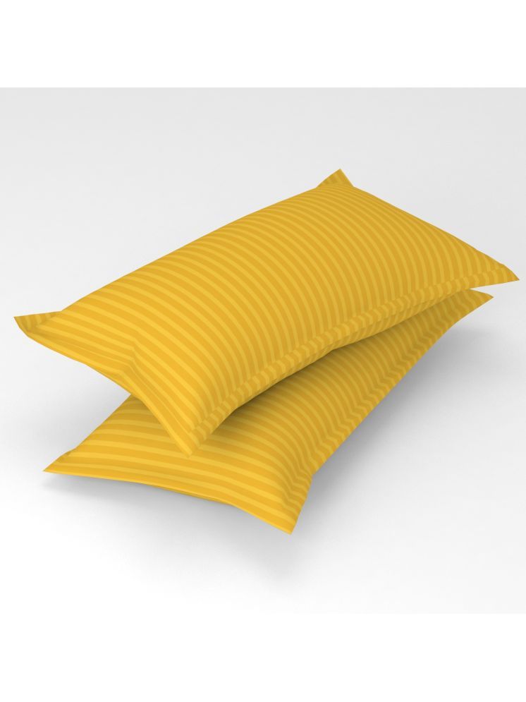     			gharsaaz - Pack of 2 Poly Cotton Vertical Striped Standard Size Pillow Cover ( 68.58 cm(27) x 43.18 cm(17) ) - Yellow