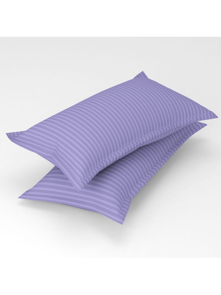     			gharsaaz - Pack of 2 Poly Cotton Vertical Striped Standard Size Pillow Cover ( 68.58 cm(27) x 43.18 cm(17) ) - Purple