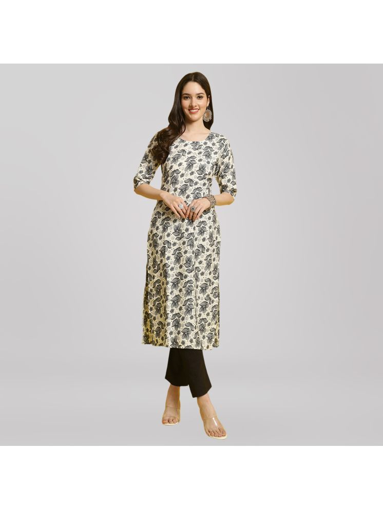     			1 Stop Fashion Crepe Printed Kurti With Pants Women's Stitched Salwar Suit - Grey ( Pack of 1 )