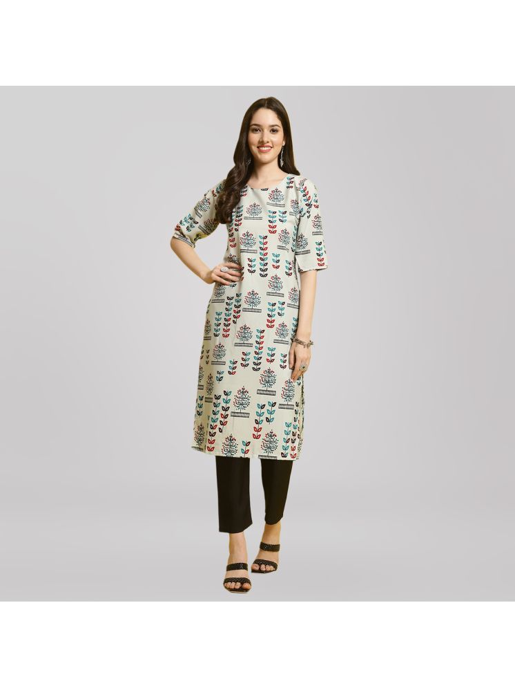     			1 Stop Fashion Crepe Printed Kurti With Pants Women's Stitched Salwar Suit - Grey ( Pack of 1 )