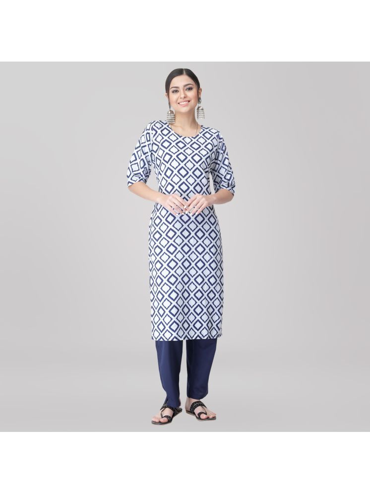     			1 Stop Fashion Crepe Printed Kurti With Pants Women's Stitched Salwar Suit - Blue ( Pack of 1 )