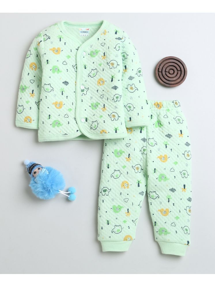     			BUMZEE Sea Green Cotton Blend Baby Boy Sweatshirt & Jogger Set ( Pack of 1 )