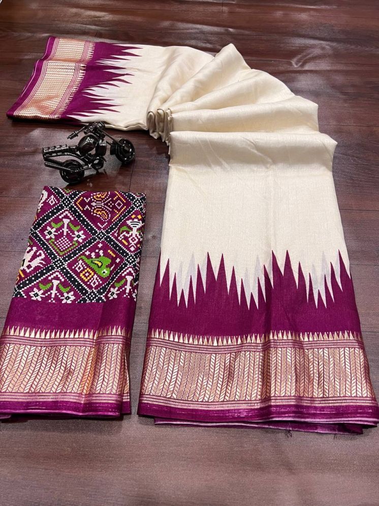     			Bhuwal Fashion Art Silk Printed Saree With Blouse Piece - Magenta ( Pack of 1 )