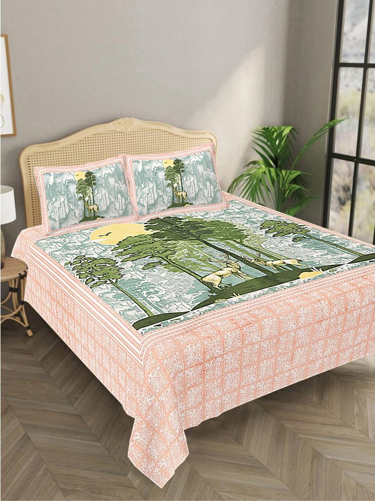     			Bombay Spreads Cotton Nature 1 Double King with 2 Pillow Covers - Peach