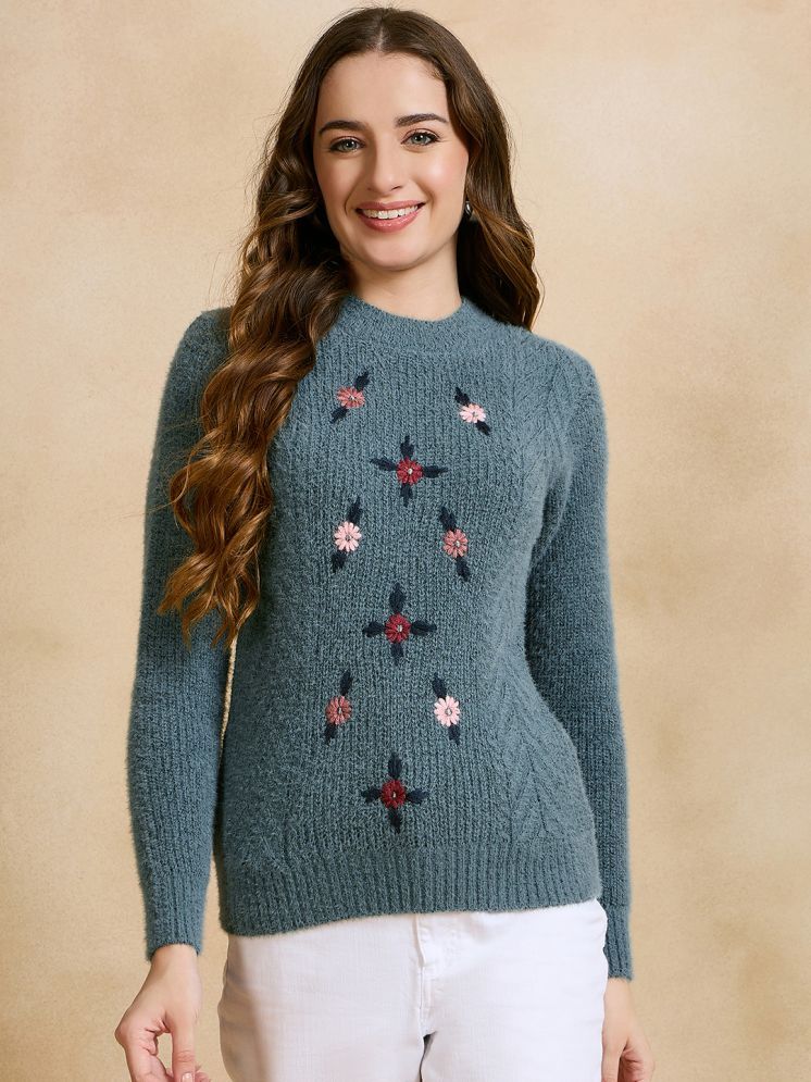     			Clapton Pure Wool Round Neck Women's Cardigans Dress - Turquoise ( )