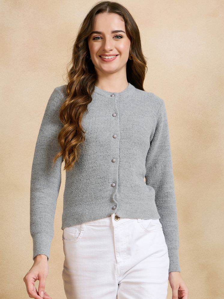     			Clapton Pure Wool Round Neck Women's Buttoned Cardigans - Grey ( )