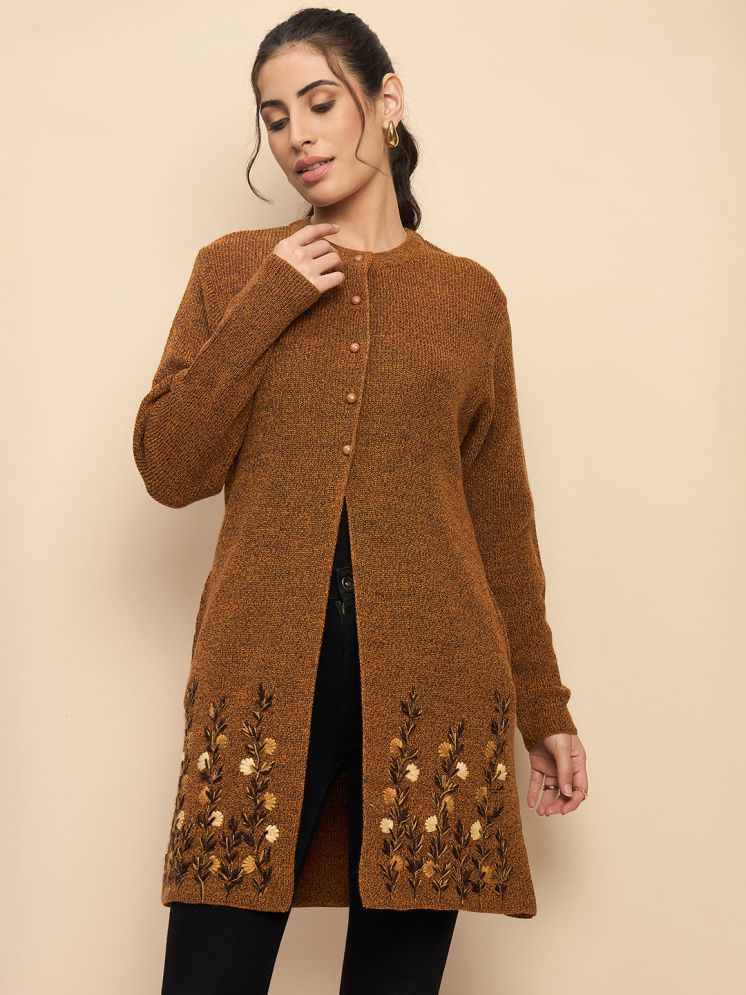     			Clapton Pure Wool Round Neck Women's Buttoned Cardigans - Gold ( )