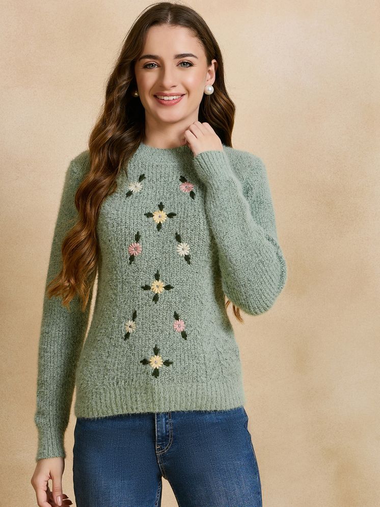     			Clapton Pure Wool Round Neck Women's Pullovers - Green ( )