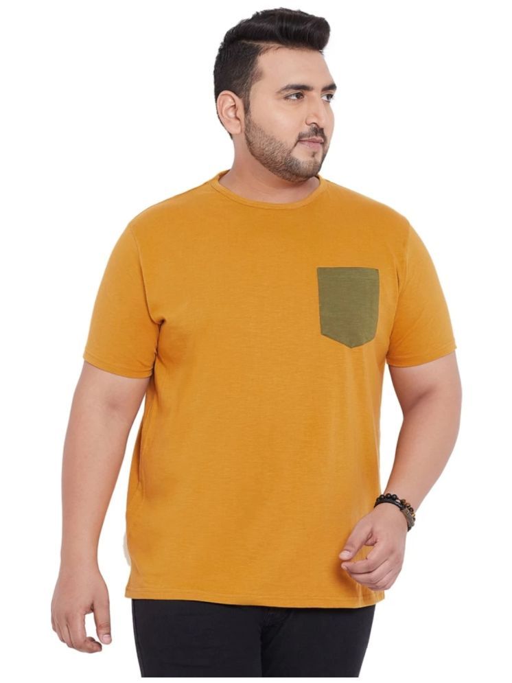     			DAAWEAR OUTFITS Cotton Regular Fit Colorblock Half Sleeves Men's Round T-Shirt - Yellow ( Pack of 1 )