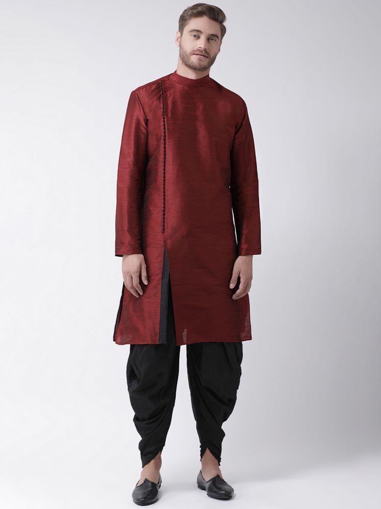     			Deyann Maroon Silk Regular Fit Men's Dhoti Kurta Set ( Pack of 1 )