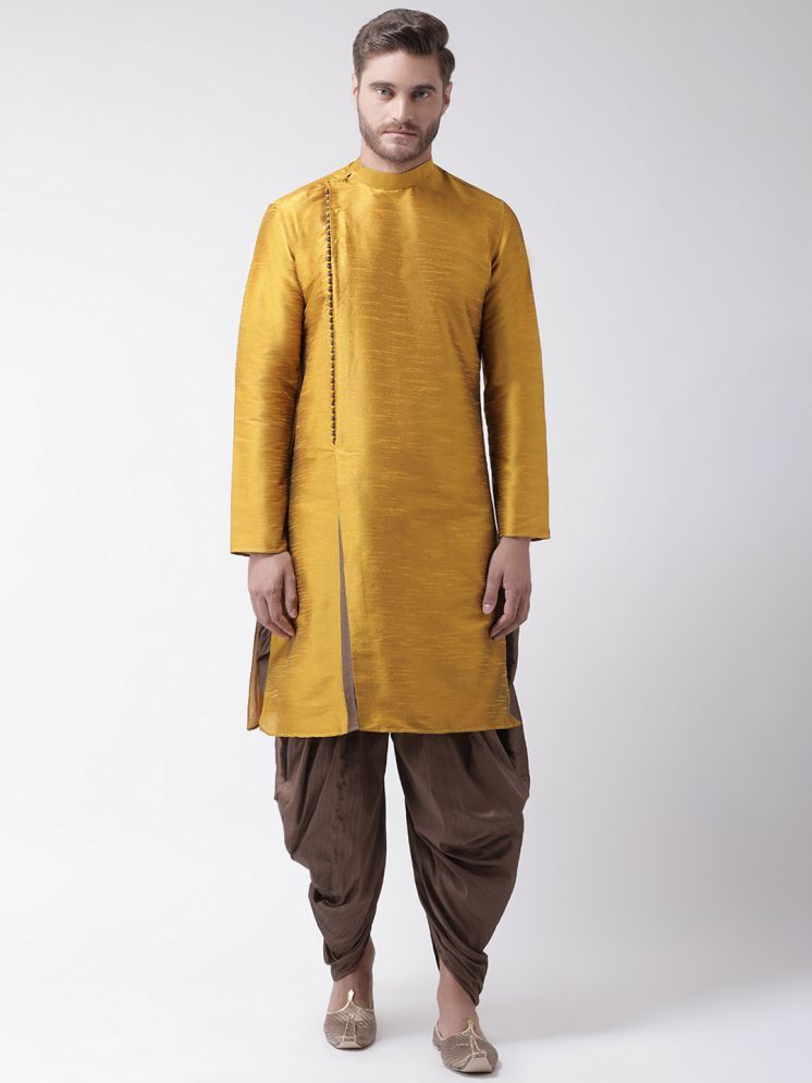     			Deyann Yellow Silk Regular Fit Men's Dhoti Kurta Set ( Pack of 1 )