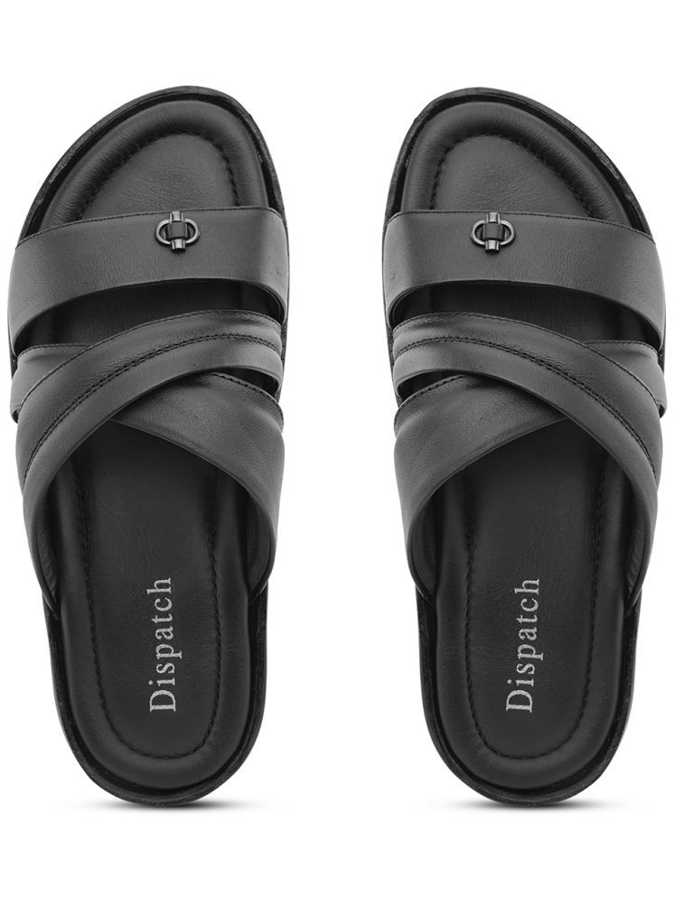     			Dispatch Black Men's Leather Slipper