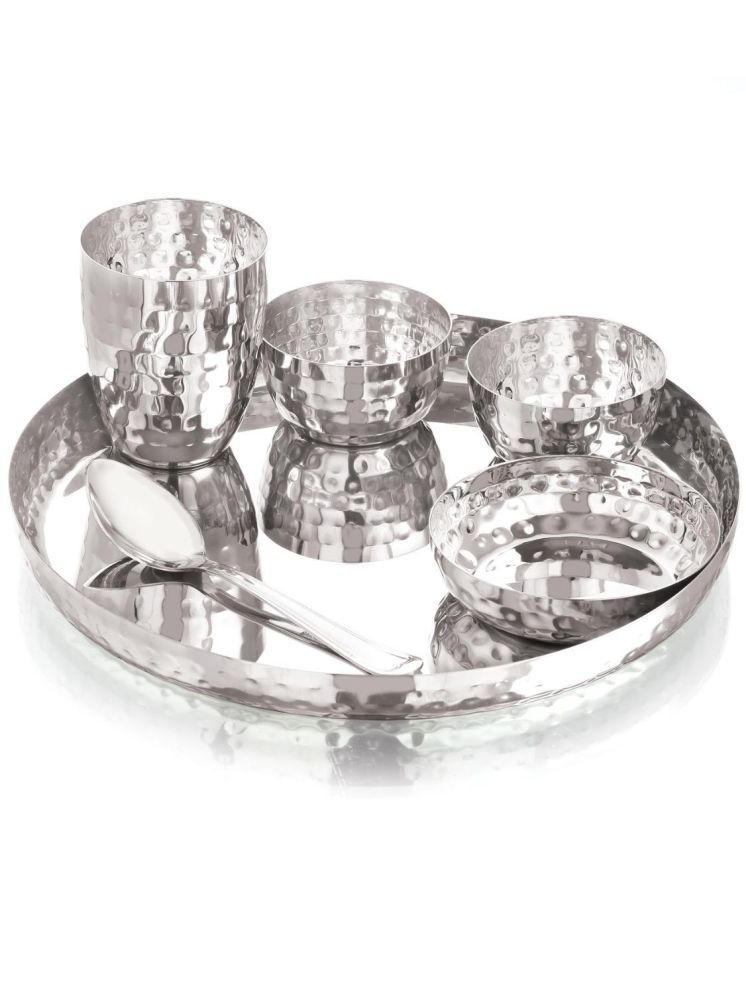     			Dynore 6 Pcs Hammered Dinner Set Plain Stainless Steel Dinner Set ( Pack of 6 ) Silver