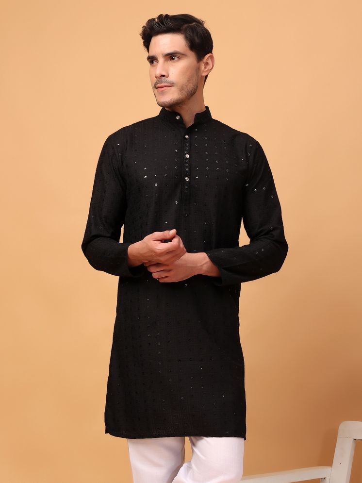     			Hangup Black Viscose Men's Regular Kurta ( Pack of 1 )