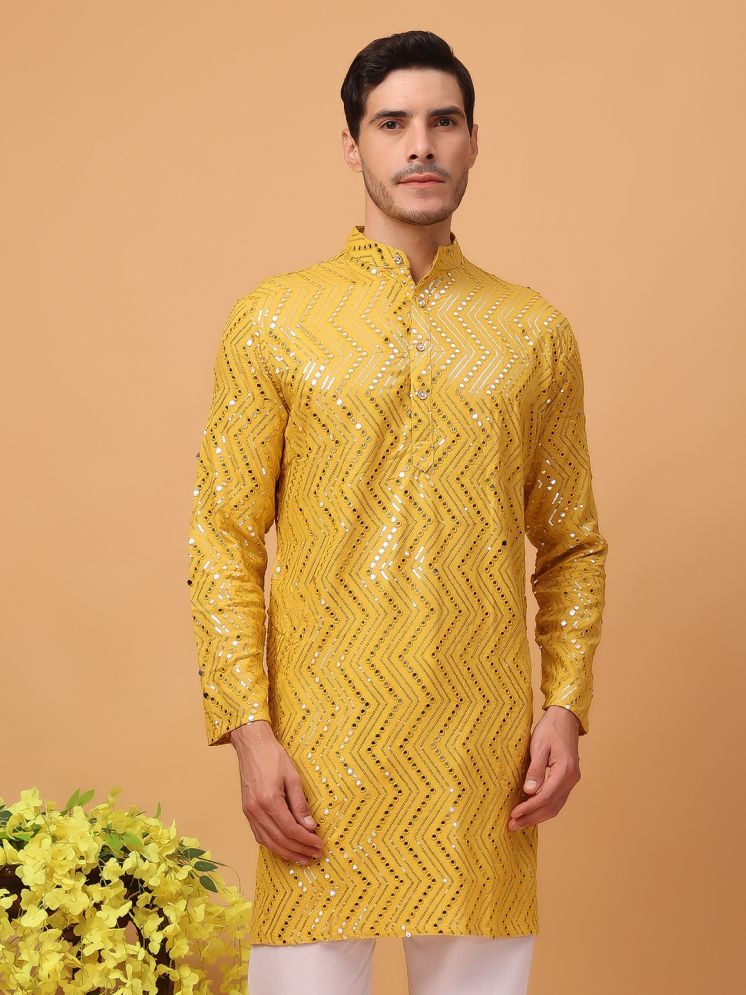     			Hangup Yellow Viscose Men's Regular Kurta ( Pack of 1 )