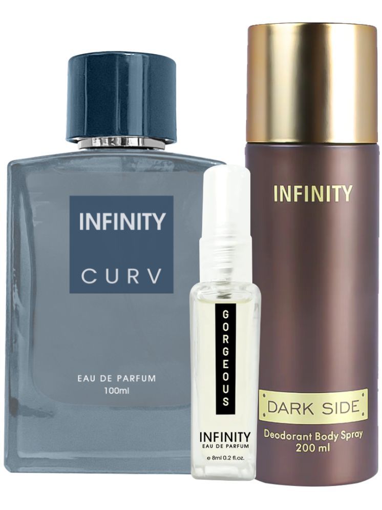     			Infinity Curv EDP Perfume 100ml, Dark Side Deodorant 200ml, Gorgeous Pocket Perfume 8ml Pack of 3