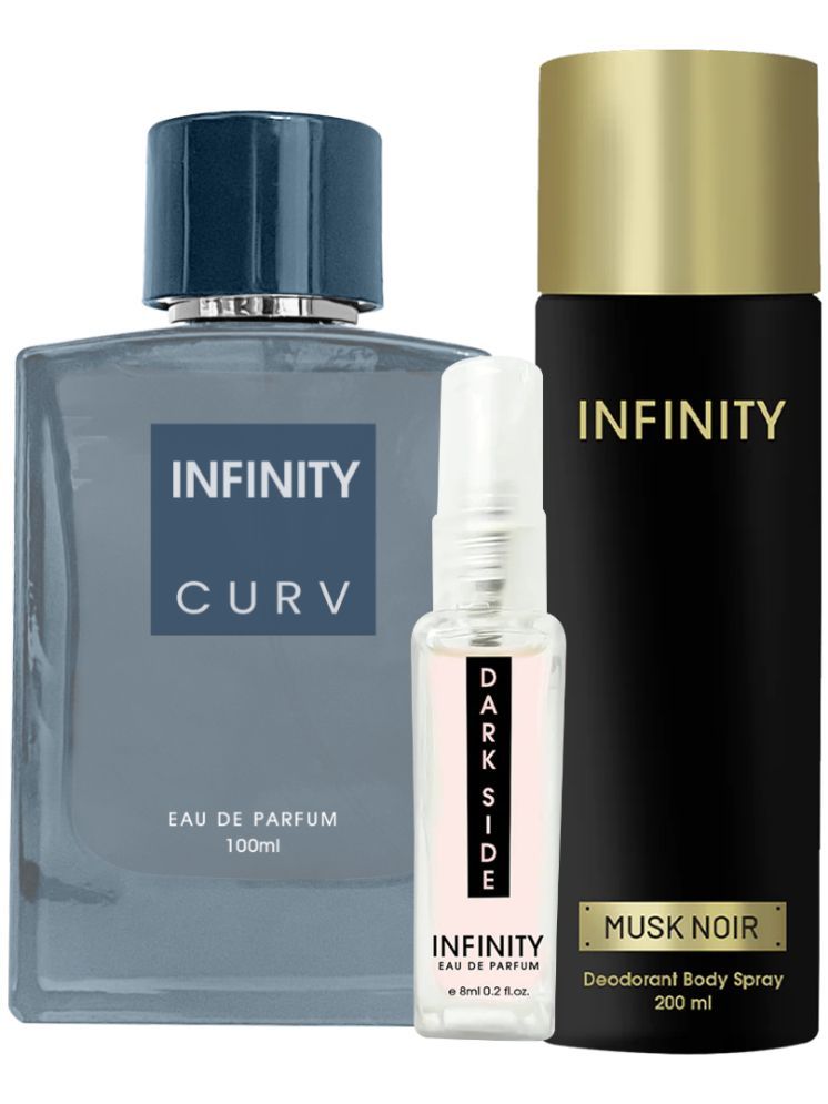     			Infinity Curv EDP Perfume 100ml, Musk Noir Deodorant 200ml, Dark Side Pocket Perfume 8ml Pack of 3