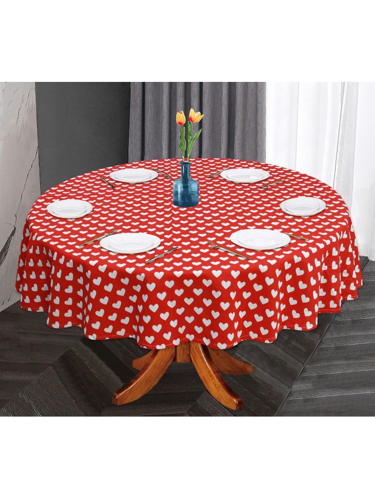     			Oasis Hometex Printed Cotton 6 Seater Round Table Cover ( 152 x 152 ) cm Pack of 1 Red