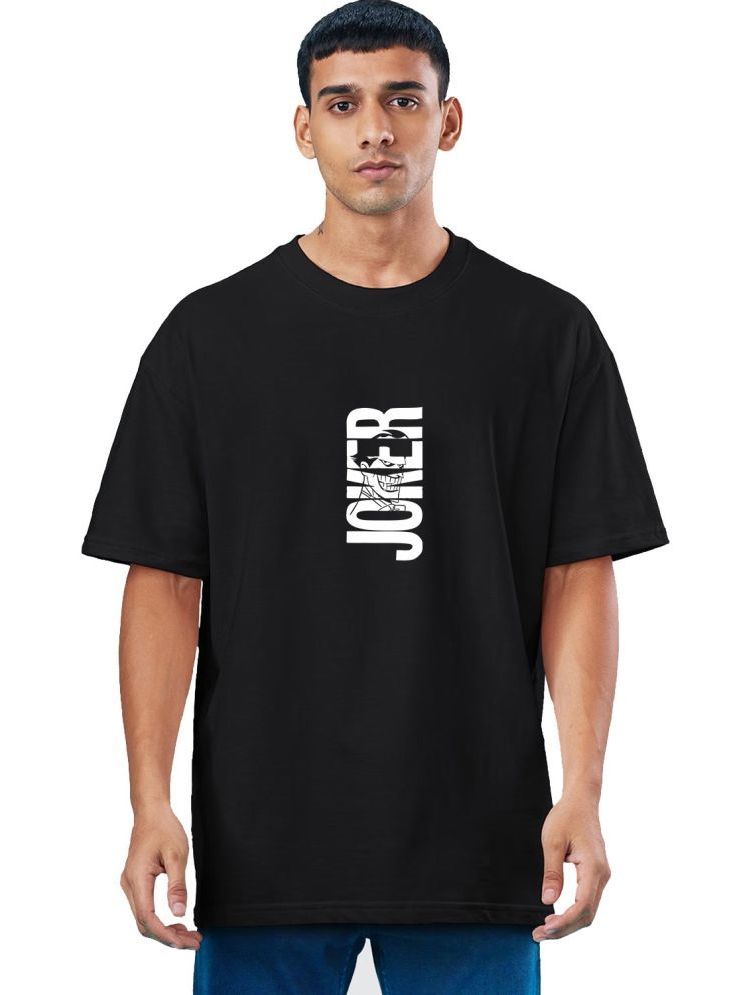     			Organic Chics 100% Cotton Oversized Fit Printed Half Sleeves Men's Round T-Shirt - Black ( Pack of 1 )