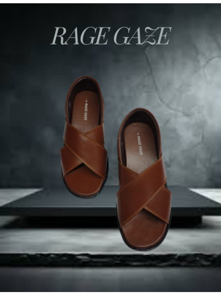     			RAGE GAZE - Tan Men's Sandals