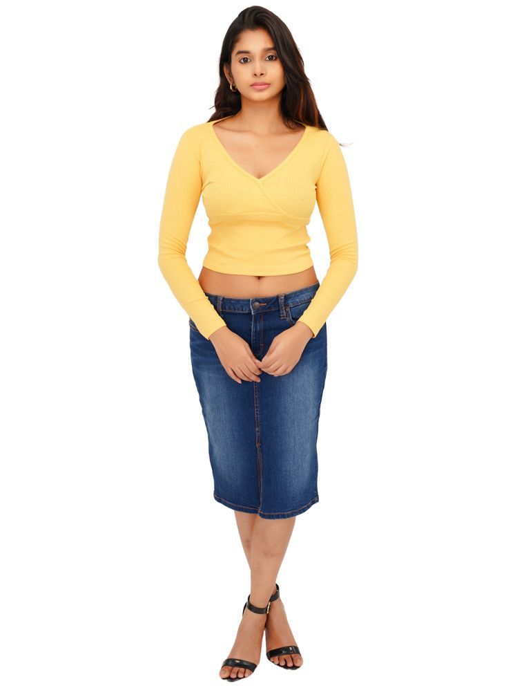     			Radprix Yellow Cotton Women's Crop Top ( Pack of 1 )