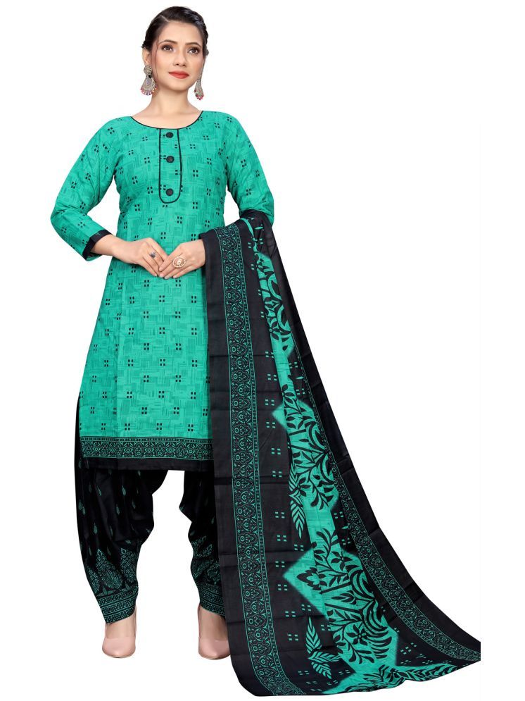     			Rajnandini Cotton Blend Printed Kurti With Patiala Women's Stitched Salwar Suit - Green ( Pack of 1 )