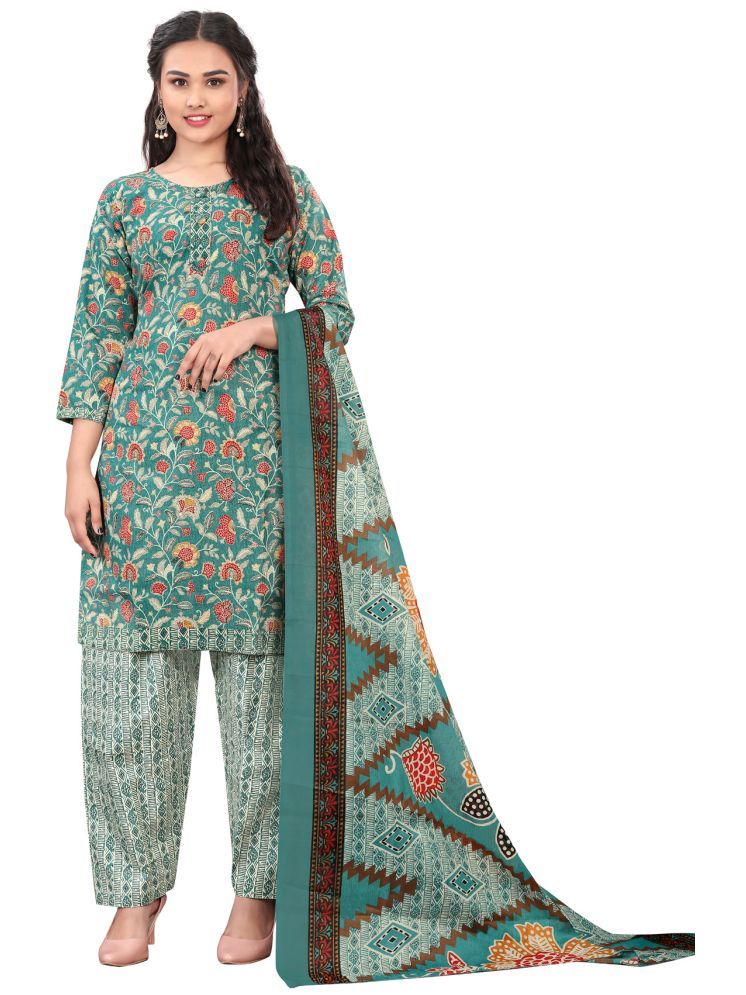     			Rajnandini Cotton Blend Printed Kurti With Patiala Women's Stitched Salwar Suit - Green ( Pack of 1 )