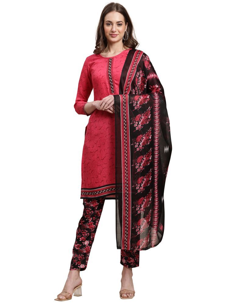     			Rajnandini Cotton Blend Printed Kurti With Patiala Women's Stitched Salwar Suit - Pink ( Pack of 1 )