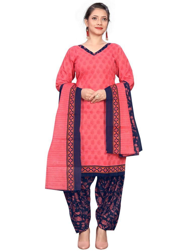     			Rajnandini Cotton Blend Printed Kurti With Patiala Women's Stitched Salwar Suit - Pink ( Pack of 1 )