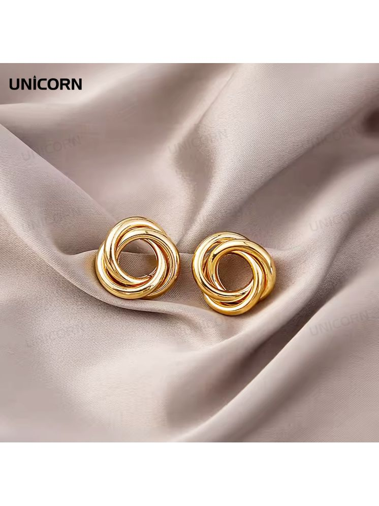     			Unicorn Fashion Circle Earrings Gold Plated Stud Earrings personality geometric - Copper Earrings Good Finish Easy Spring New Temperament Simple Small Fresh Geometric Twist Pearl Hoop Dangle Earrings for Women and Girls