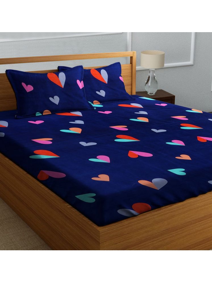     			UrbanArts Microfiber Abstract 1 Double with 2 Pillow Covers - Navy Blue