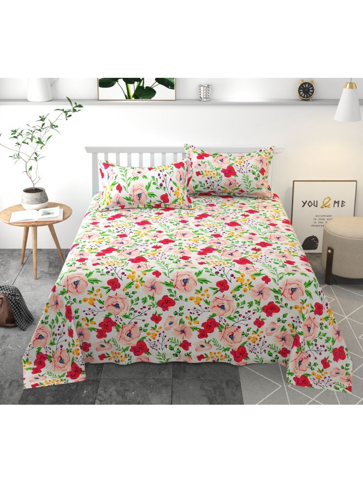     			UrbanArts Microfiber Floral 1 Double with 2 Pillow Covers - Multicolor