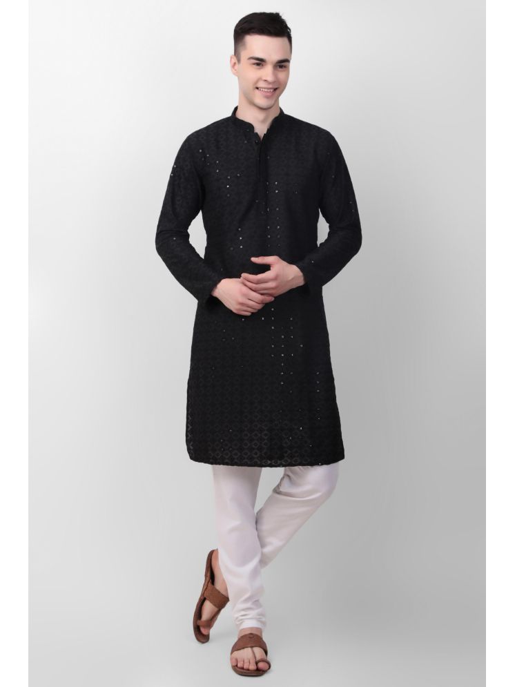     			koshin Black Silk Men's Regular Kurta ( Pack of 1 )