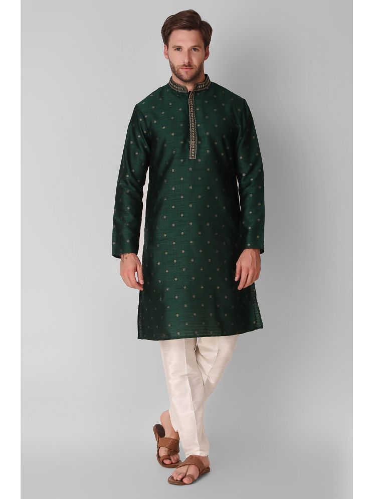     			koshin Dark Green Silk Men's Regular Kurta ( Pack of 1 )