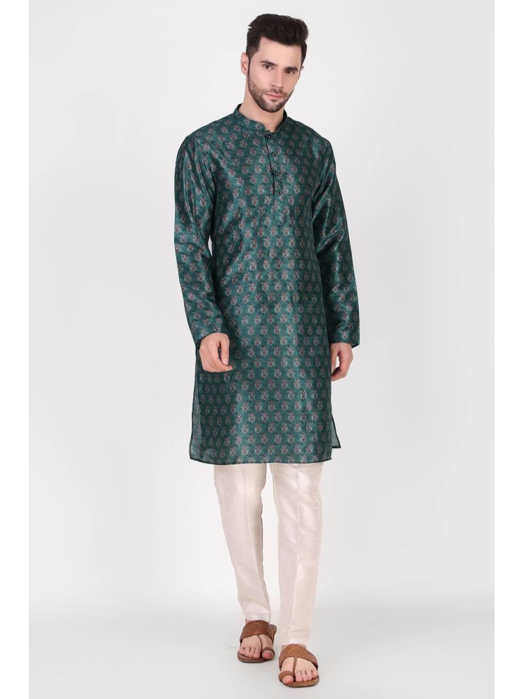     			koshin Teal Silk Men's Regular Kurta ( Pack of 1 )