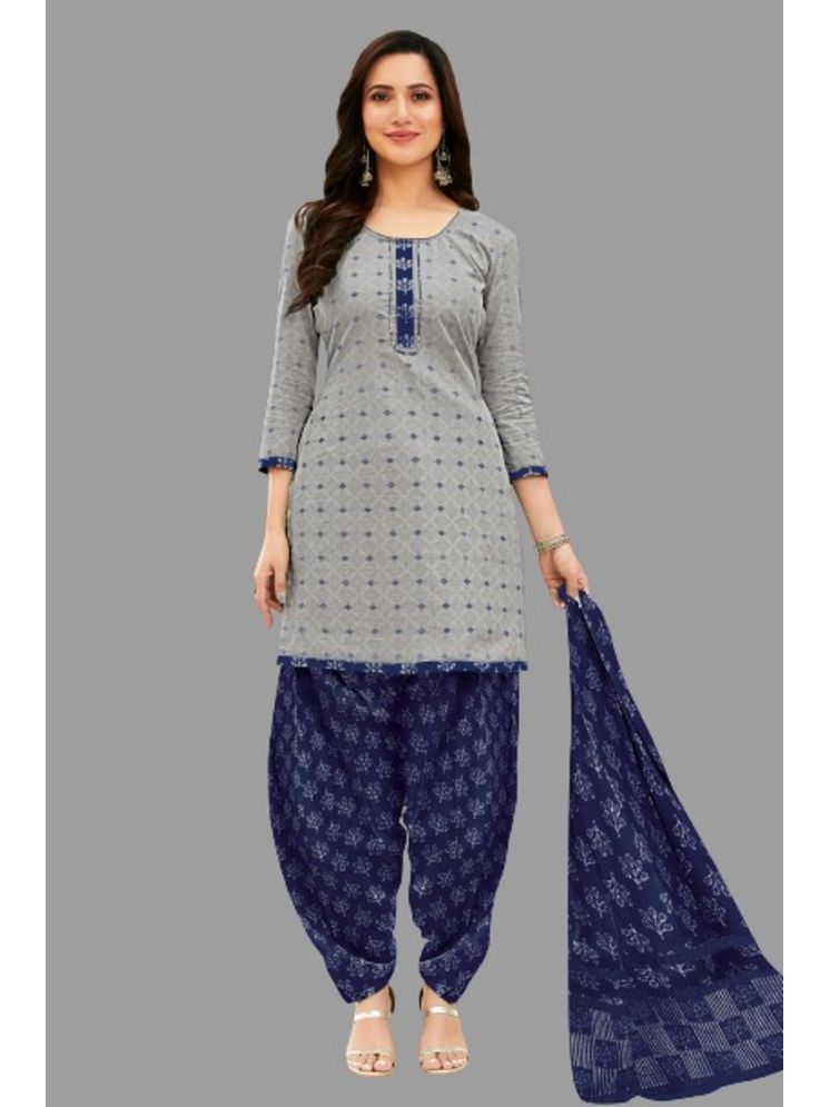     			shree jeenmata collection Unstitched Cotton Printed Dress Material - Light Grey ( Pack of 1 )