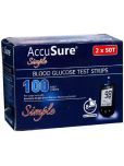 ACCUSURE Simple Blood Glucose Test Strips - 100 Strips (Pack of 2X50)